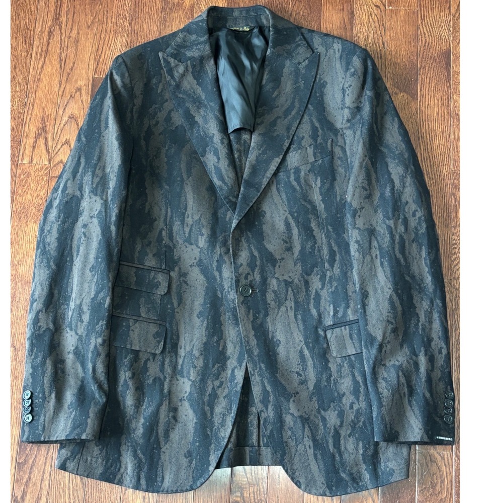 J.Lindeberg Wilston Slim Fit Blazer Italian Leggiuno Space Wool Camo Jacket 52R